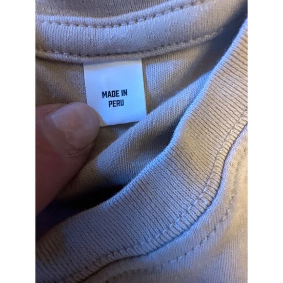 Cuts Mens Beige Long-Sleeve Pima Cotton Crewneck Shirt Medium - Picture 3 of 5